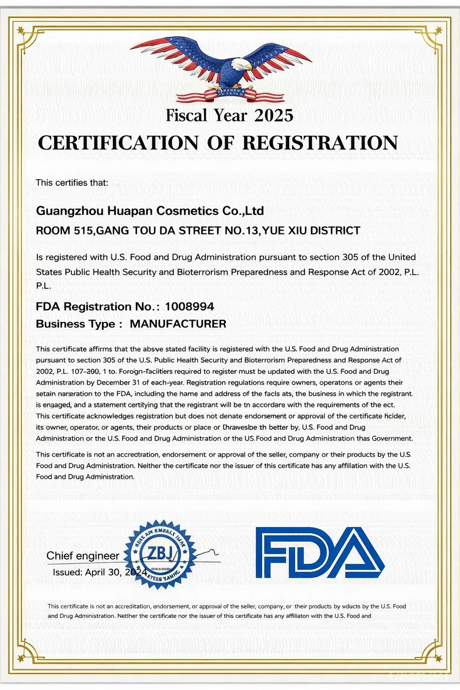 VIVAXIL certificate of quality